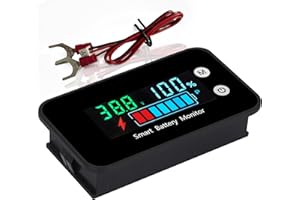 HWNGUJ Battery Monitor12v 24v 36v 48v 60v 72v,Car Golf cart Battery Tester Digital Battery Capacity 7-100V Voltage Monitor Capacity Percentage Tester with Buzzer Alarm and Temperature(Multicolored)