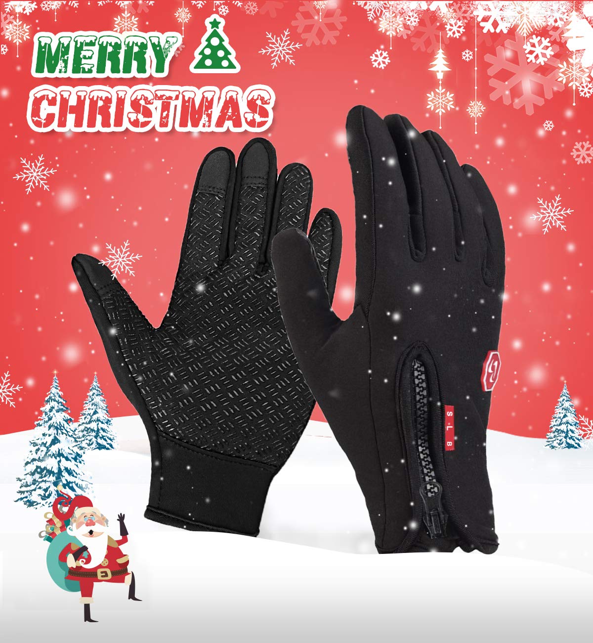 Touchscreen Handschuhe, Radfahren Handschuhe Outdoor Sport Fahrradhandschuhe Wasserdicht und Winddicht Ajustable Größe Für Herren und Damen Laufen Fahren Skifahren Skating Klettern (M)