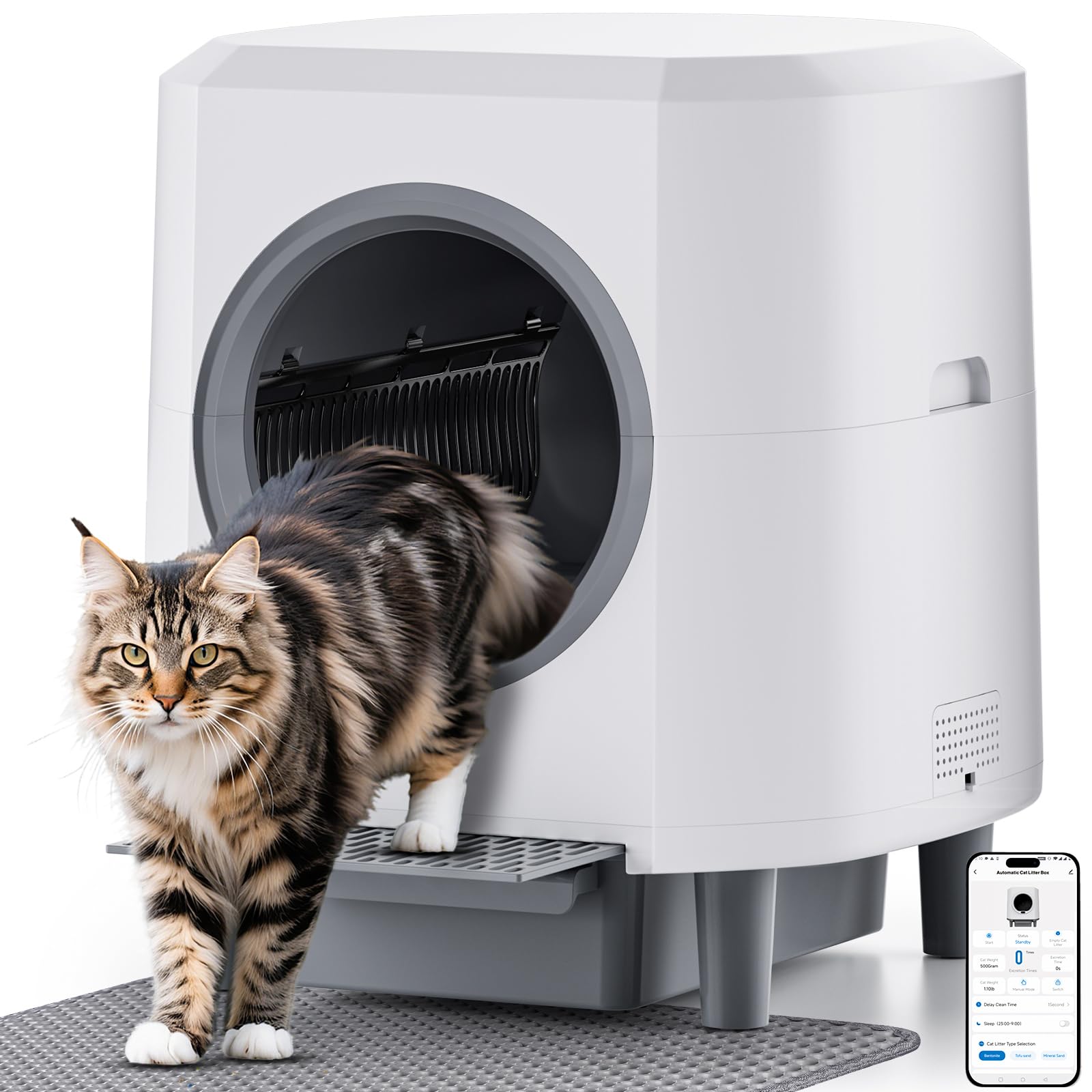 Photo 1 of Automatic Litter Box, Self Cleaning Litter Box, Odor Control, 90L Large Capacity with APP Control and Safety Sensor, Ellenpent, for Multiple Cats, Large Cat, with 3 Rolls Garbage Bags