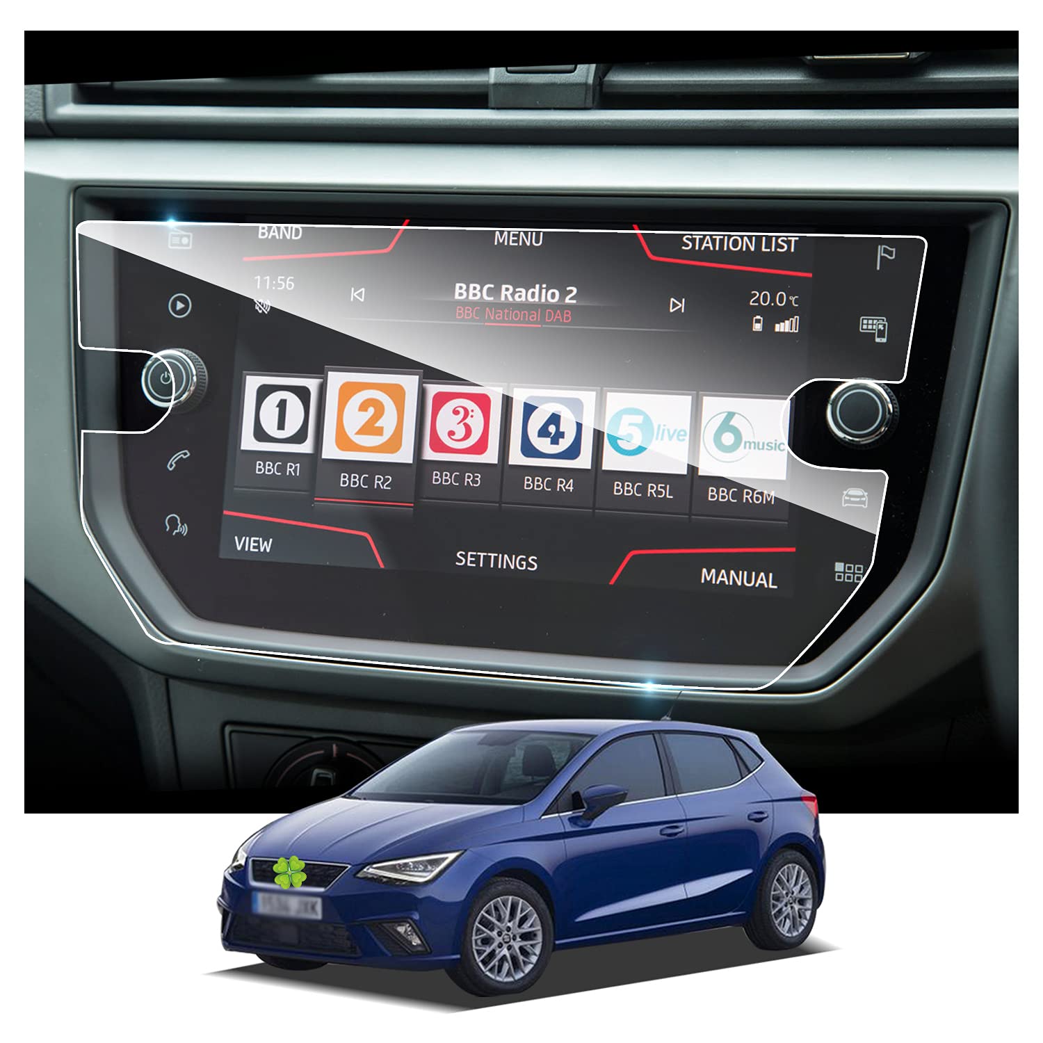 RUIYA Compatible with 2018-2021 Seat Ibiza Arona Media System Plus 8" Screen Protector, Tempered Glass Protective Film SantaFe Navigation Screen Protector HD GPS Devices Touchscreen Protective Film