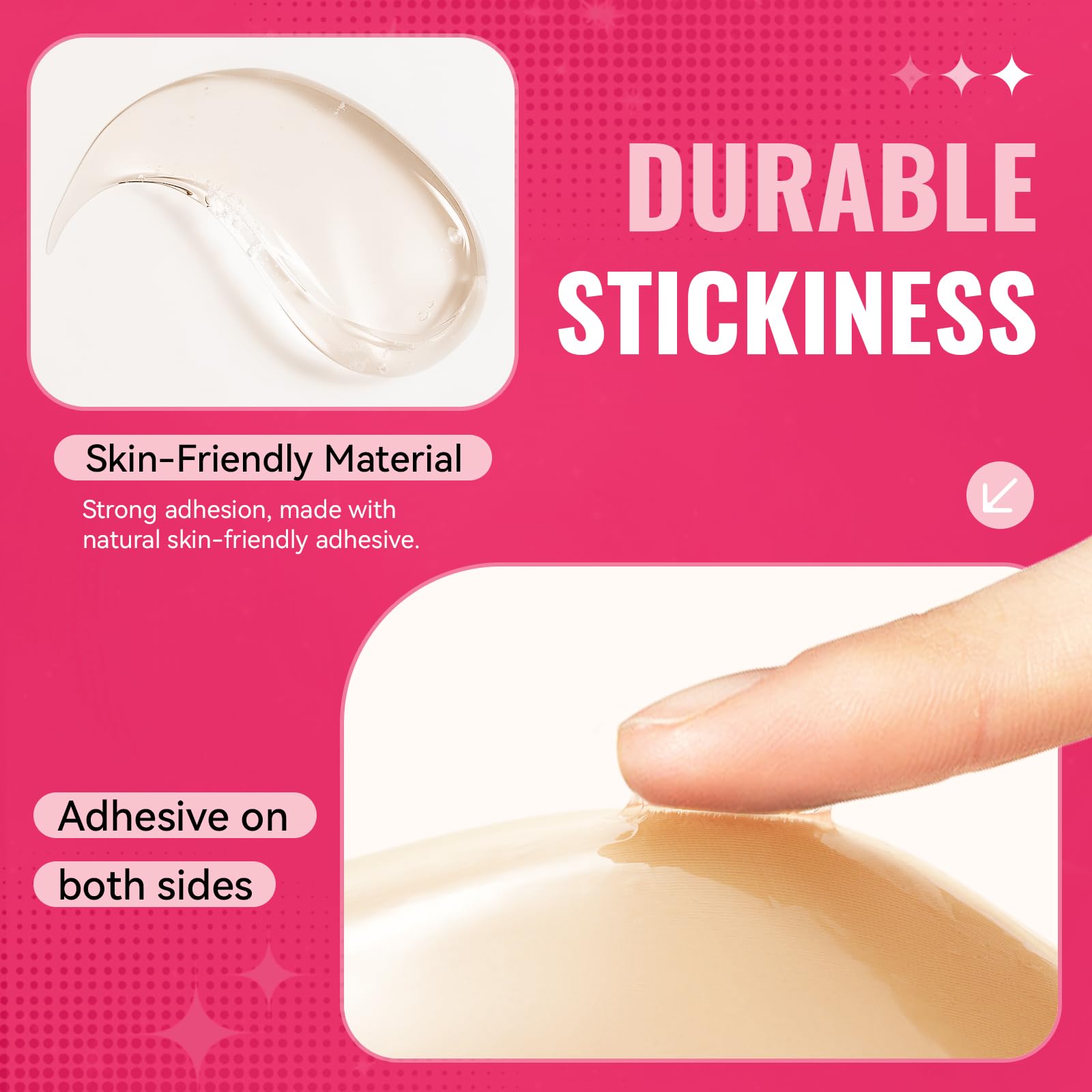 Dandelion Pact Double Sided Sticky Bra Inserts, Invisible Push Up Sticky Bra Pads for Large Breasts, Stick on Bra for Bikini Swimsuits (Medium, Beige)