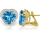 Galaxy Gold GG 12.88 Carat 14K Solid Gold Elizabeth Blue Topaz Diamond Earrings