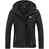 MOERDENG Women's Waterproof Softshell Jacket with Hood Fleece Lined Winter Jacket Insulated Windbreaker Hiking Jacket