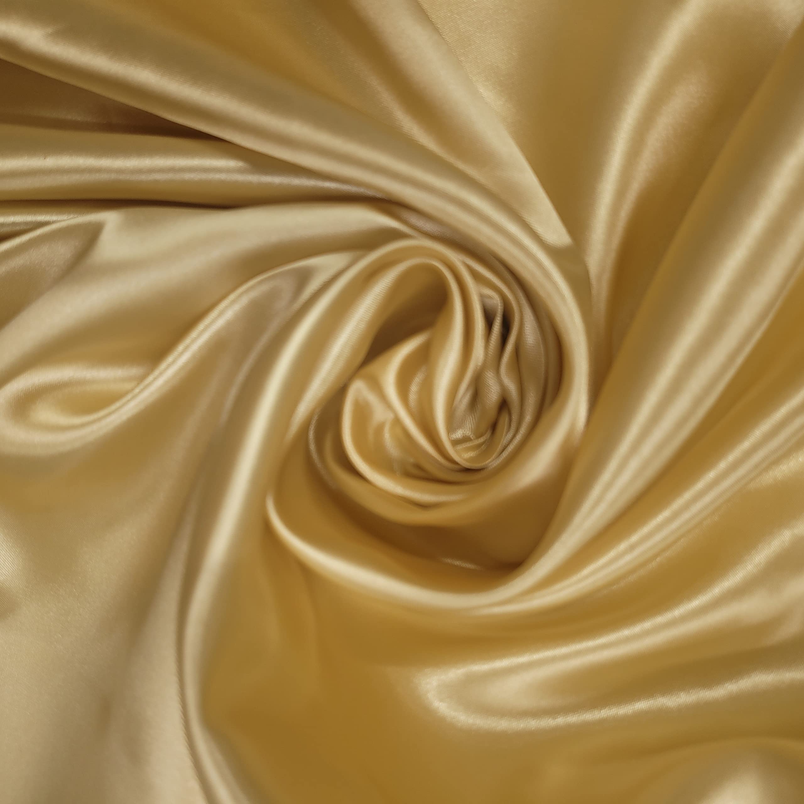 58"/150cm Wide Plain Poly Silk Satin Fabric (Available in 20+ Colours & Various Lengths) (Old Gold, 1 Meter (PRE Cut))