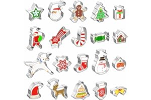 GWHOLE 20 Pcs Christmas Cookie Cutter Stainless Steel Biscuits Baking Mould in The Shape of Santa Claus, Gingerbread Man,Snow