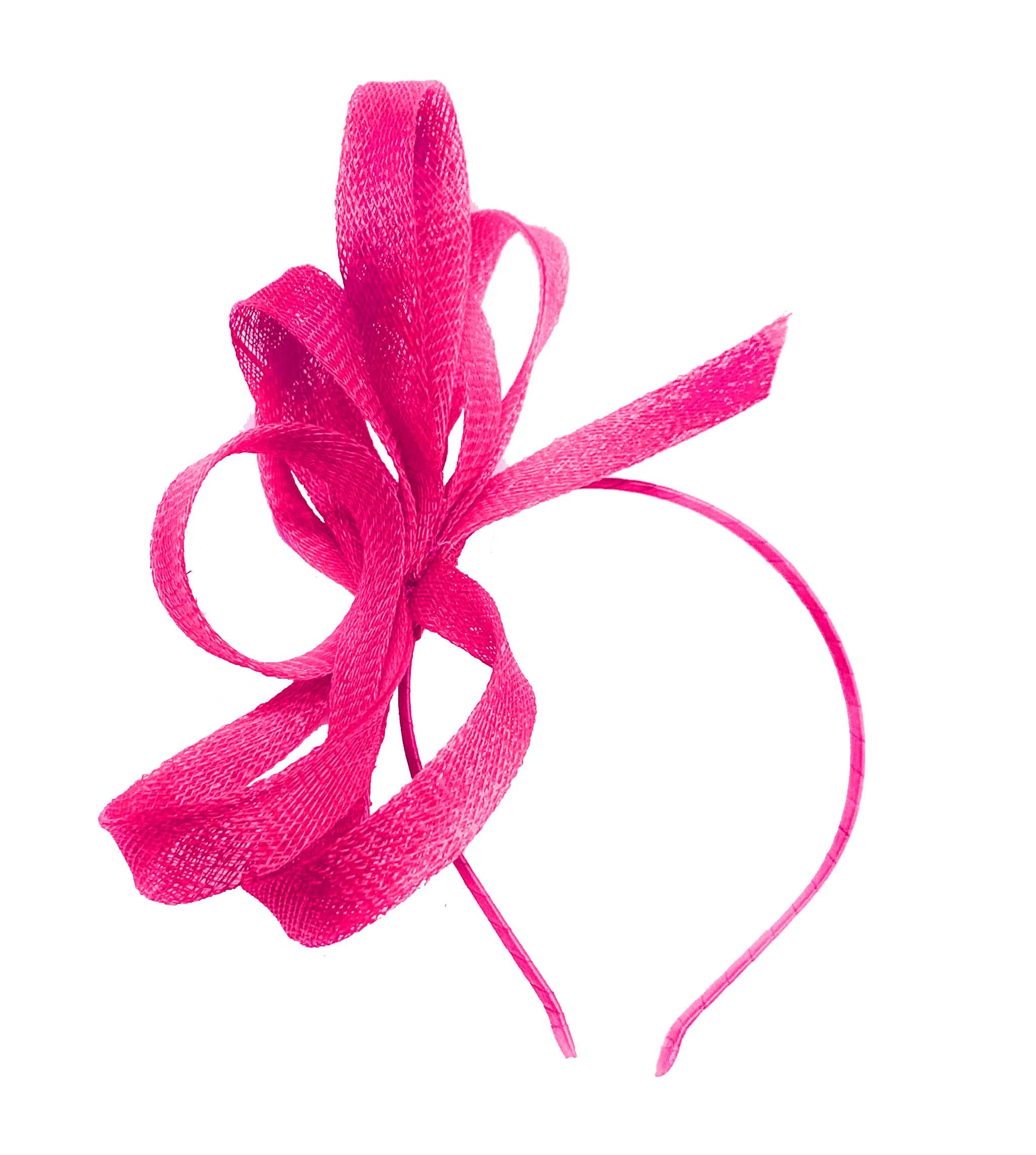 Caprilite Vegan Sinamay Fascinator Headband Wedding Hoop Ladies Day Ascot Races (Fuchsia Pink) โ image 1