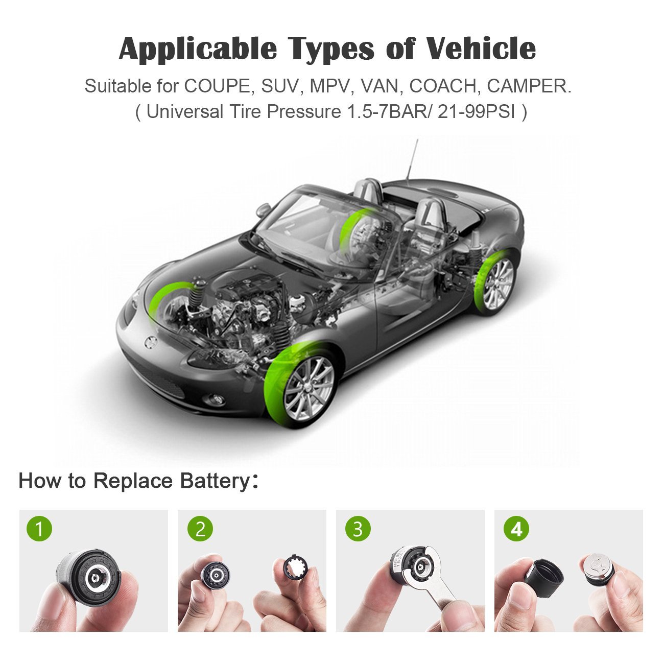 Sistema Di Monitoraggio Della Pressione Dei Pneumatici Solare Per Auto Camper Camion Tpms 6 Ruote Con Sensore~p150299870