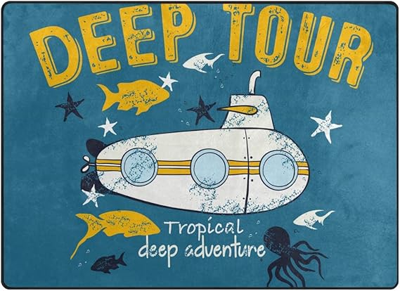 Alfombra de área de videojuegos para niños, diseño de tiburón, pulpo de