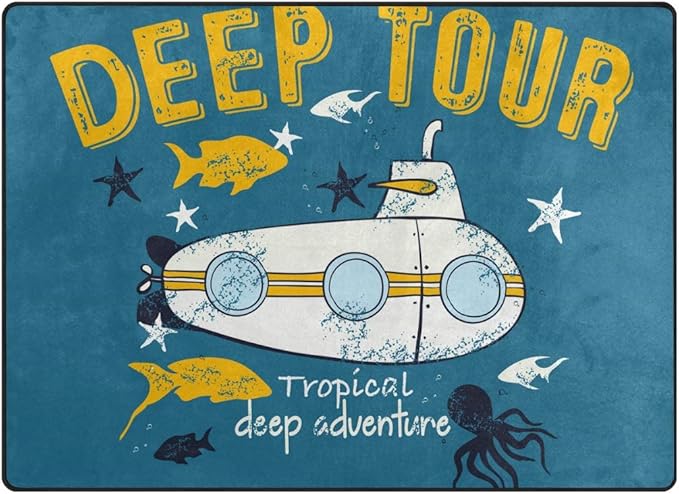 Alfombra de área de videojuegos para niños, diseño de tiburón, pulpo de