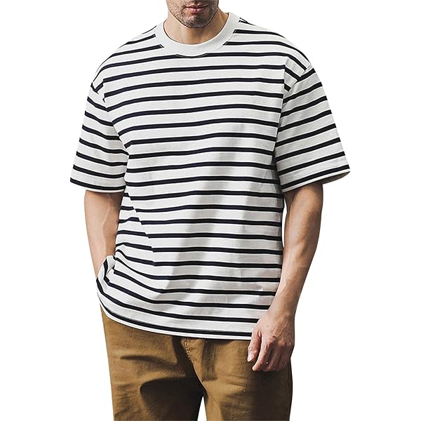 Rfmfkkg Camiseta De Manga Corta Para Hombre, Corte Entallado, Cuello Redondo, A Rayas, De Punto, Con Textura, Azul, S