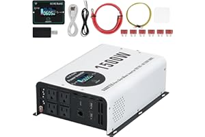 OUBOTEK 1500W Pure Sine Wave Power Inverter with Peak 3000W,12V to 120V AC Converter, Wireless Remote, 4 AC Outlets, 2 USB Ports and Type-C for RV, Solar Off-Grid