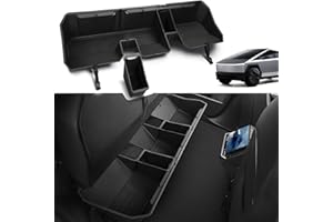 Motrobe Tesla Cybertruck Rear Underseat Storage Box Organizer Second Row Backseat Under Seat Storage Bin Hidden Storage Tray [with Removable Storage Box] ABS 2024 2025 Cybertruck Interior Accessories