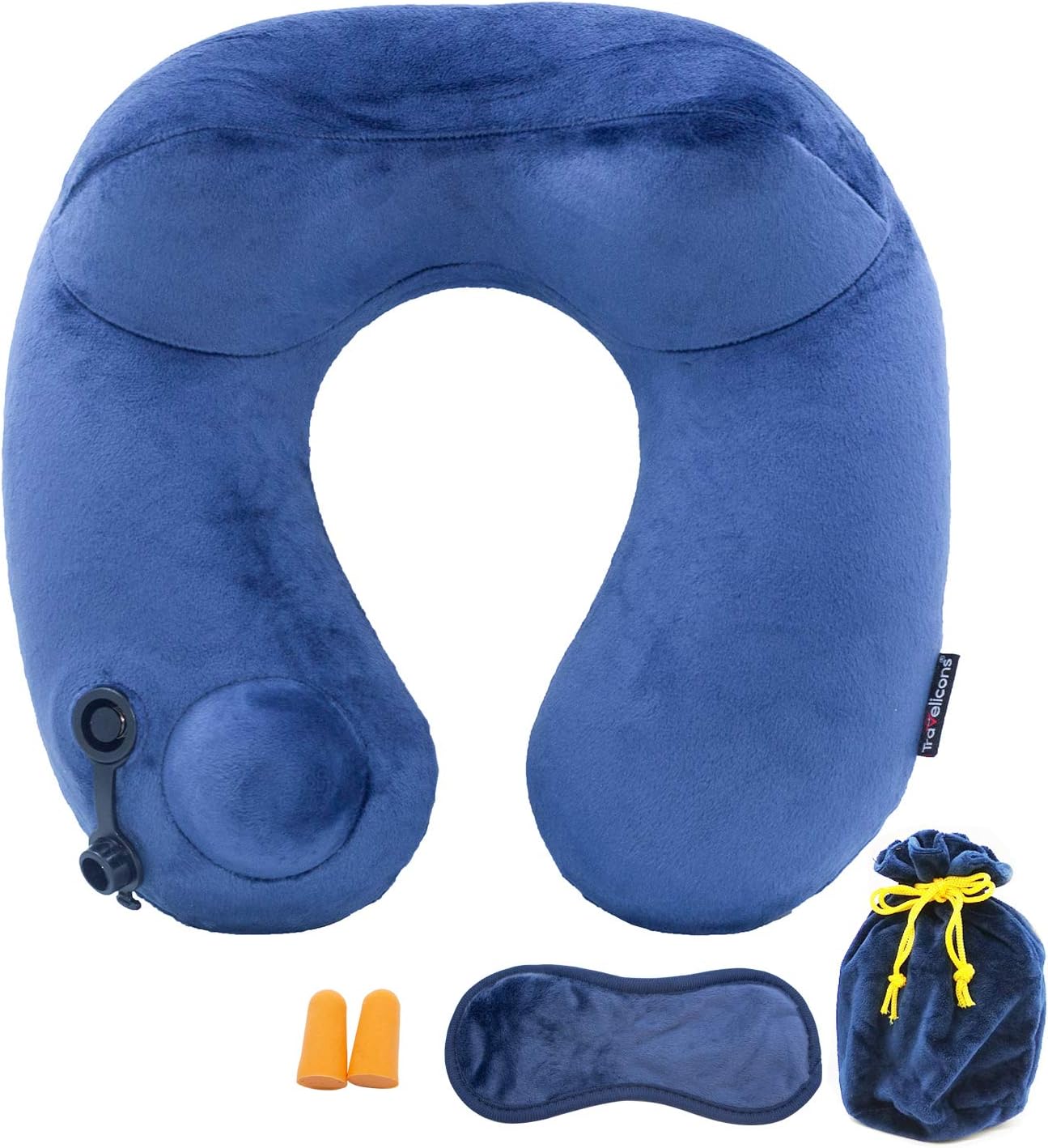 AUNEWSING Inflatable U-Shaped Travel Pillow for Airplane Folding Portable Neck Pillow for Office＆Home,with Eye Mask,Earplugs,and Storage Bag: Home & Kitchen
