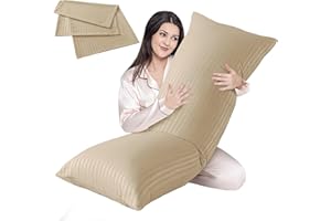 Cosybay Full Body Pillow Insert with Beige Pillowcase - Fluffy Long Bed Pillow for Adults - Firm Large Body Pillow with Washable Cover for Side and Back Sleepers - 20x54 Inch(Beige)
