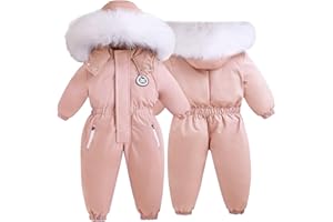 BYFRI Toddler Snowsuit Boys Girls One Piece Winter Outfit Infant Warm Hoodies Coat Baby Ski Suits Thick Fleece Jumpsuit 2T-5T
