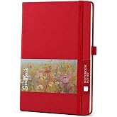 Soulbook - Notebook Hardcover Medium A5, 176 Dotted Pages Journal with Pen Loop, Red