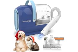 Homeika Dog Grooming Kit & Vacuum, 3L Pet Grooming Vacuum 99% Pet Hair Suction, 7 Pet Grooming Tools, 5 Combs, Quiet Pet Vacuum Groomer with Hair Roller, Massage Nozzle for Shedding Dogs, Cats, Blue