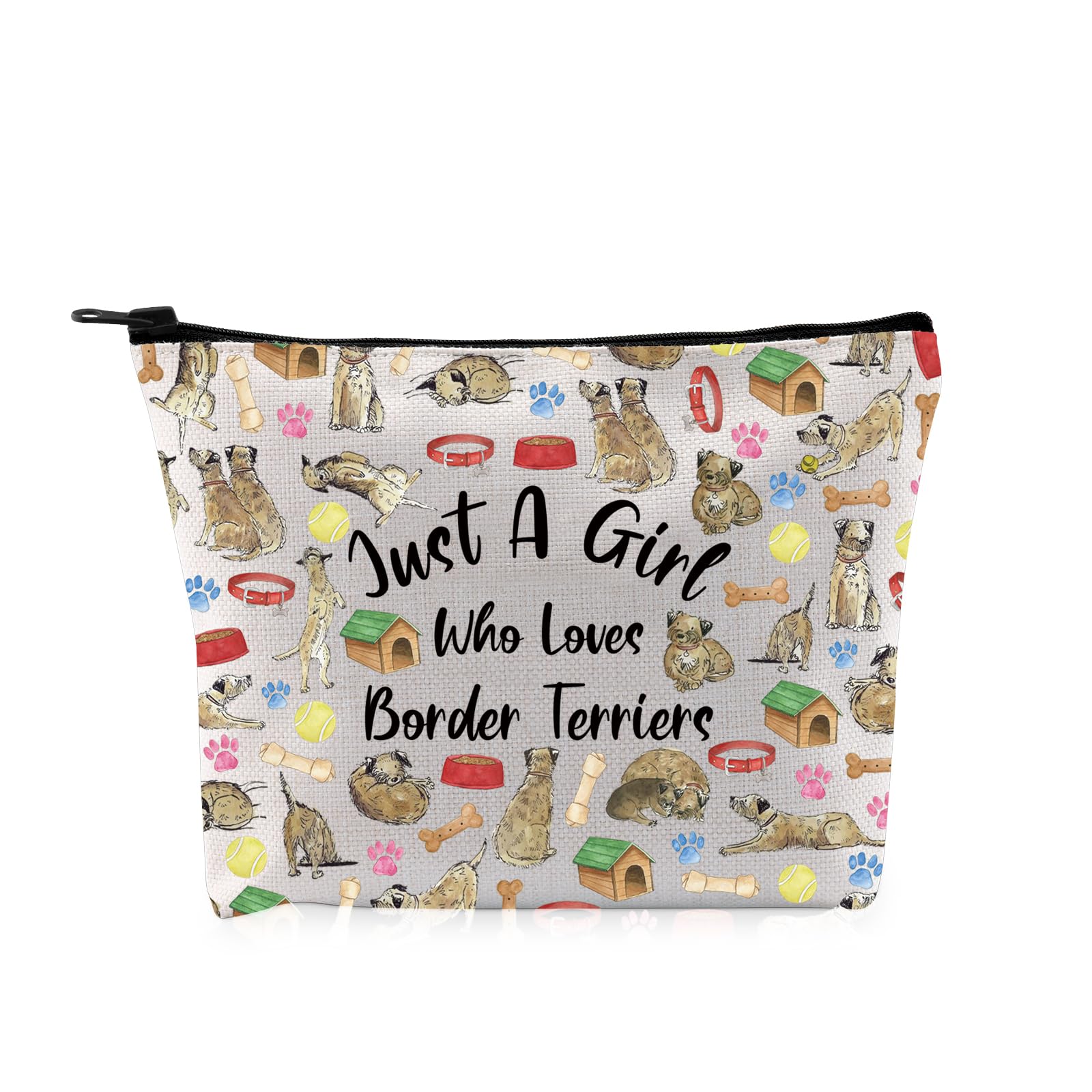 PYOUL Border Terriers Gift Just A Girl Who Loves Border Terriers Makeup Bag Border Terriers Owner Cosmetic Bag Dog Mom Gift (Loves Border Terriers Bag)