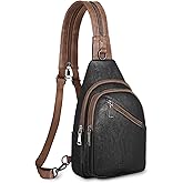 SYTRAH Sling Bag for Women, Crossbody Bags for Women Trendy Crossbody Purse Vegan Leather Sling Backpack Chest Bag with Dual Purpose Strap, Black Brown