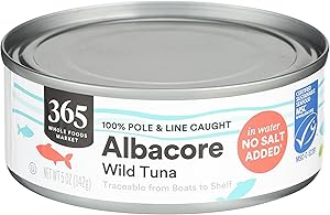 365 by Whole Foods Market, No Salt Albacore Tuna in Water, 5 Ounce