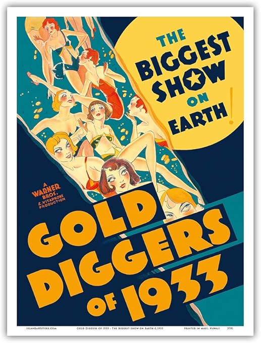Amazon.com: Gold Diggers of 1933 - The Biggest Show on Earth - Musical Starring Warren William and Joan Blondell - Vintage Film Movie Poster c.1933 - Master Art Print 9in x 12in: Posters & Prints