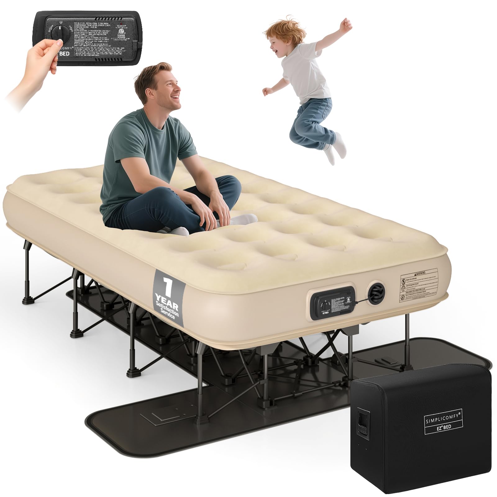 Simpli Comfy EZ Bed Twin Self-Inflating Air Mattress with Built-in ...