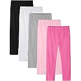 Cvaoo 5 Pack Girls Leggings Cotton Tights for Toddler Kids Stretchy Soft Yoga Pants Full Length Multipack Pull On Fall Winter