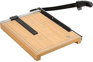 CreGear Paper Cutter, 15" Wood Guillotine Paper Trimmer, 12 Sheet Capacity, Heavy Duty Paper Slicer with Adjustable Guide, Safety Guard and Blade Lock