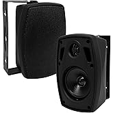 PNWCZ 4 Inch Outdoor Waterproof Wall Mount Speakers - Bluetooth 5.3, for Patio, Pool, Garden,Waterproof, Weatherproof Design, IIndoor and Outdoor use (Pair Black)