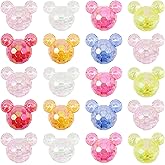 Decoendiy 20Pcs Acrylic Mouse Head Beads, Animal Head Spacer Beads, Transparent Faceted Bead, Loose Shaped Large Hole Bead, for DIY Bracelets Necklaces Craft Supplies