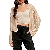 EliteLand Womens Long Sleeve Cropped Cardigan Sweaters Causal Lightweight Bolero Short Knit Shrugs