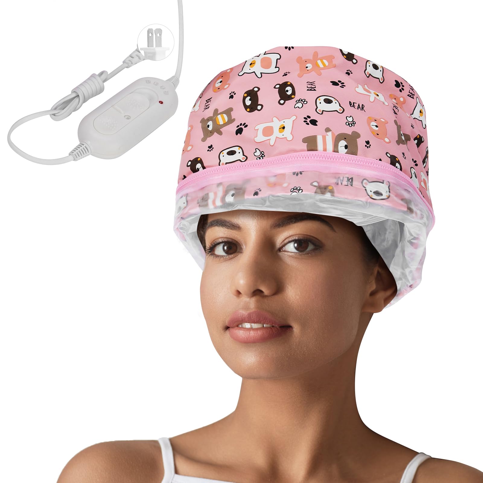 Photo 1 of ***CORRECT*** Electric Hair Steamer Cap for Deep Conditioning 3 Mode Temperature Control Heat Cap Thermal Electric Heating Cap for Home Hair Care Treatment Soft Bear Design