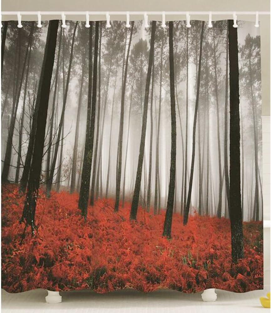 ANPI Waterproof Shower Curtain, Art Prints Machine Washable Polyester Fabric Mold Mould Resistant Antibacterial Soap Resistant Dries Quickly, 180x180cm, Mystic Forest
