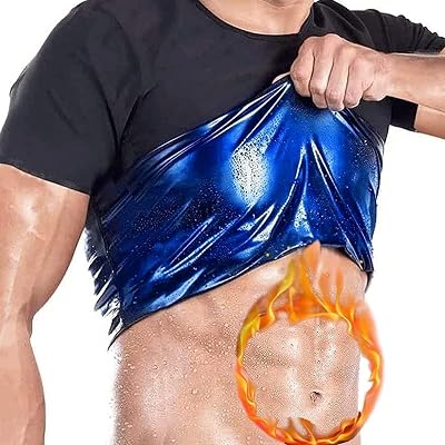 SKYWPOJU Men Sauna Heat Trapping T Shirt Waist Shaper Short Sleeve Top