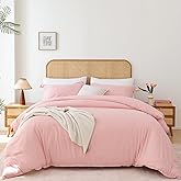Whitney Home Textile Rose Pink Duvet Cover Set Queen Size - 3 Piece Luxury Soft Cooling Duvet Cover with Zipper Closure and Pillow Sham, Breathable Washed Brushed Microfiber, Comforter Not Included