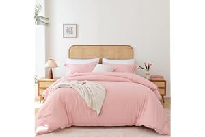 WHITNEY HOME TEXTILE Soft Breathable Duvet Cover Queen Size - Luxury 100% Washed Duvet Cover Set, 3 Piece Bedding Set 1 Duvet Covers 90x90 Inches with Zipper Closure and 2 Pillow Shams for Queen Size Bed