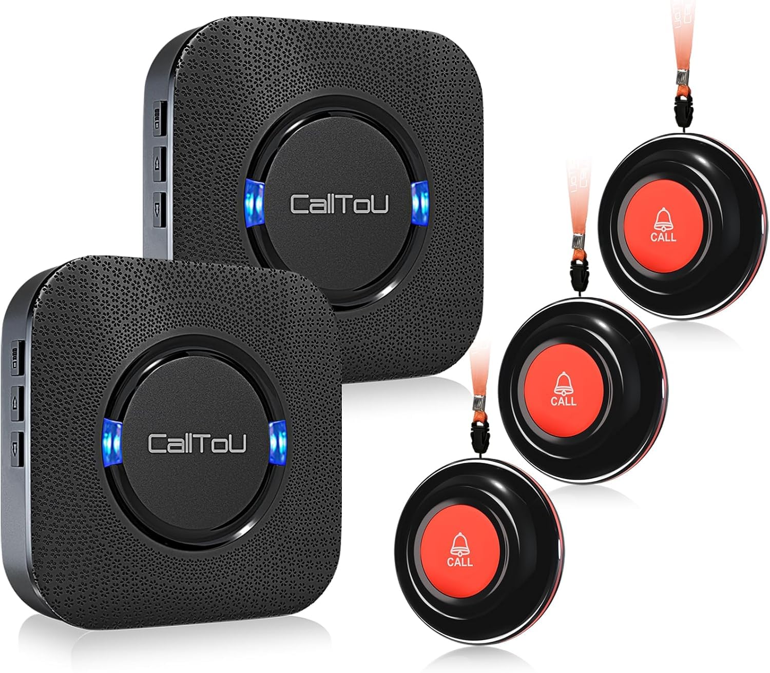 CallToU Wireless Personal Alarms for Elderly, Caregiver Pager System with Elderly Alarm Call Button, Fall Alarm for Elderly, 500FT Range Call Bell for Elderly/Seniors/Patients