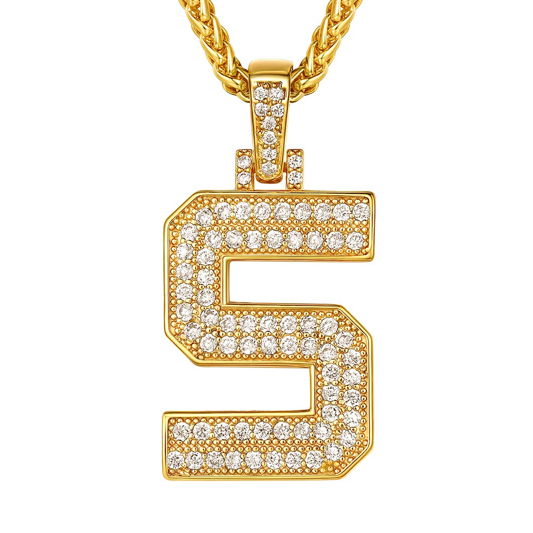 Richsteel Bling S Initial Chain Necklace Mens Women Gold Letter Hip Hop Pendant — image 1