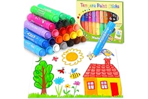 Jumlys 24 Colors Tempera Paint Sticks, Washable Paint Sticks for Kids and Toddlers, Perfect Art and Craft Supplies for Painting and Coloring, Non-Toxic and Quick Drying