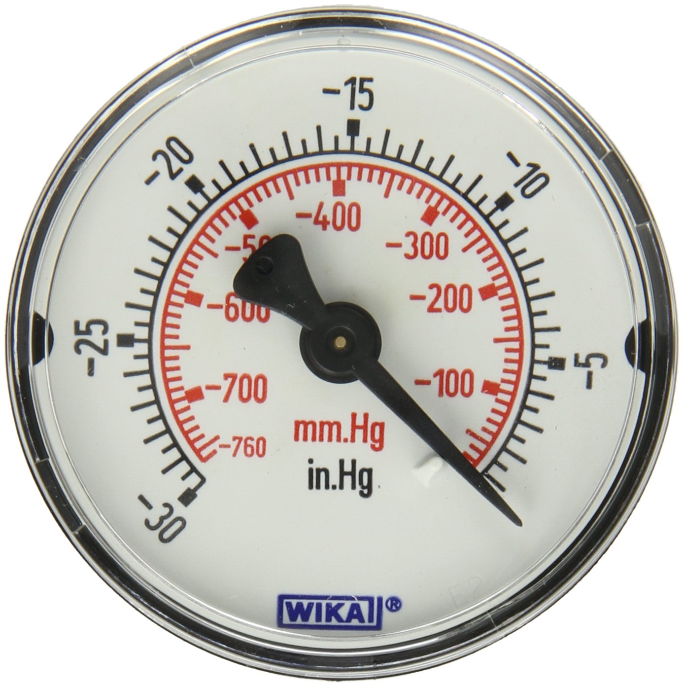 WIKA 9692784 Commercial Pressure Gauge, DryFilled, Copper Alloy Wetted
