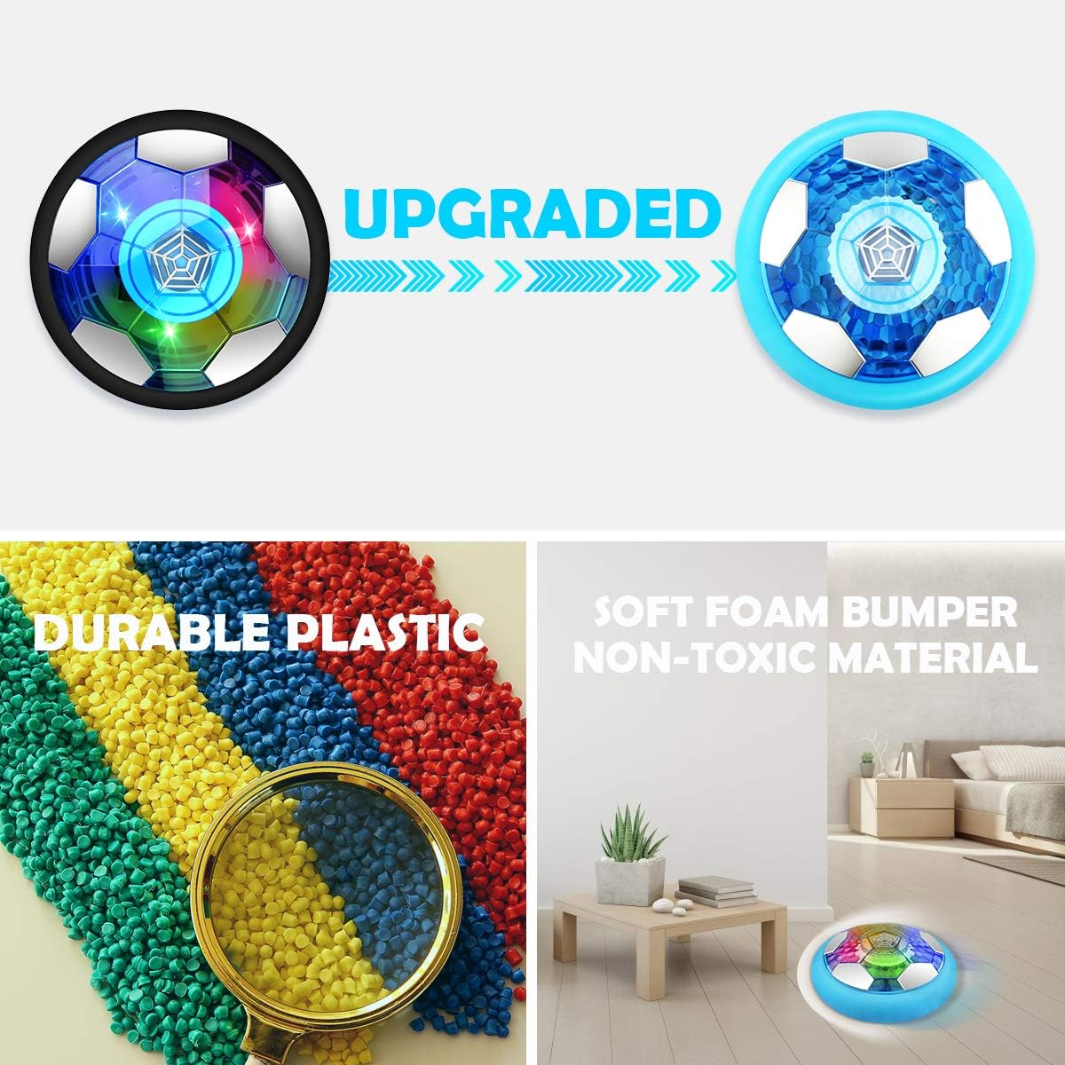 Blasland Hover Soccer Ball - Kids Toys Rechargeable Air Soccer, New Floating Soccer with Led Starlights, Foam Bumpers to Protect Furniture, Indoor Hover Ball, Best Football Toy Gift for Boys & Girls: Toys & Games