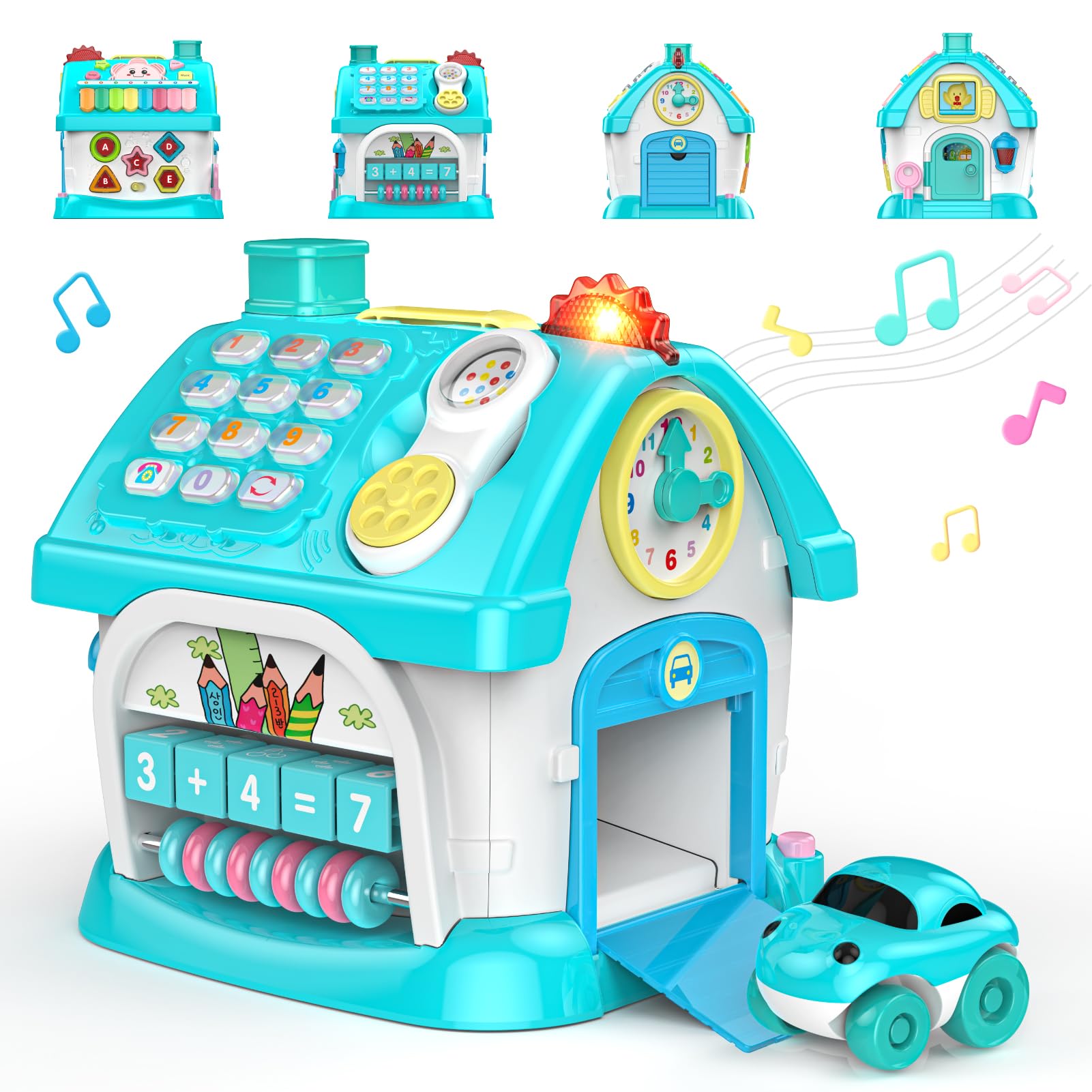 Toys for 2 Year Old Boys: Montessori Toys for 2 Year Old, 6 in 1 Multi-Functional Activity House Baby Toy with Sound/Music/Clock/Lights, Birthday Gifts for 2 Year Old boys Kids