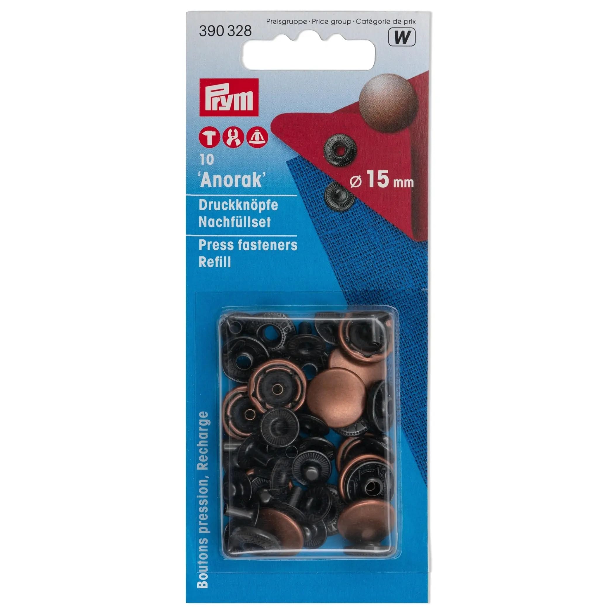 Prym 15 mm Antique Copper Refill Packs, Pack of 10