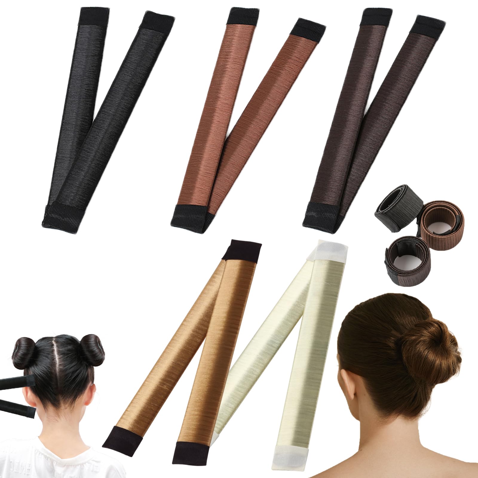 KASESSS 5 Pcs Bun Makers for Hair, French Twist Hair Bun Maker, Quick and Easy Hair Bun Accessories, Bun Shaper for Hair for Women and Girl Hair Updo Tools for Different Hair Types (5 Colour)