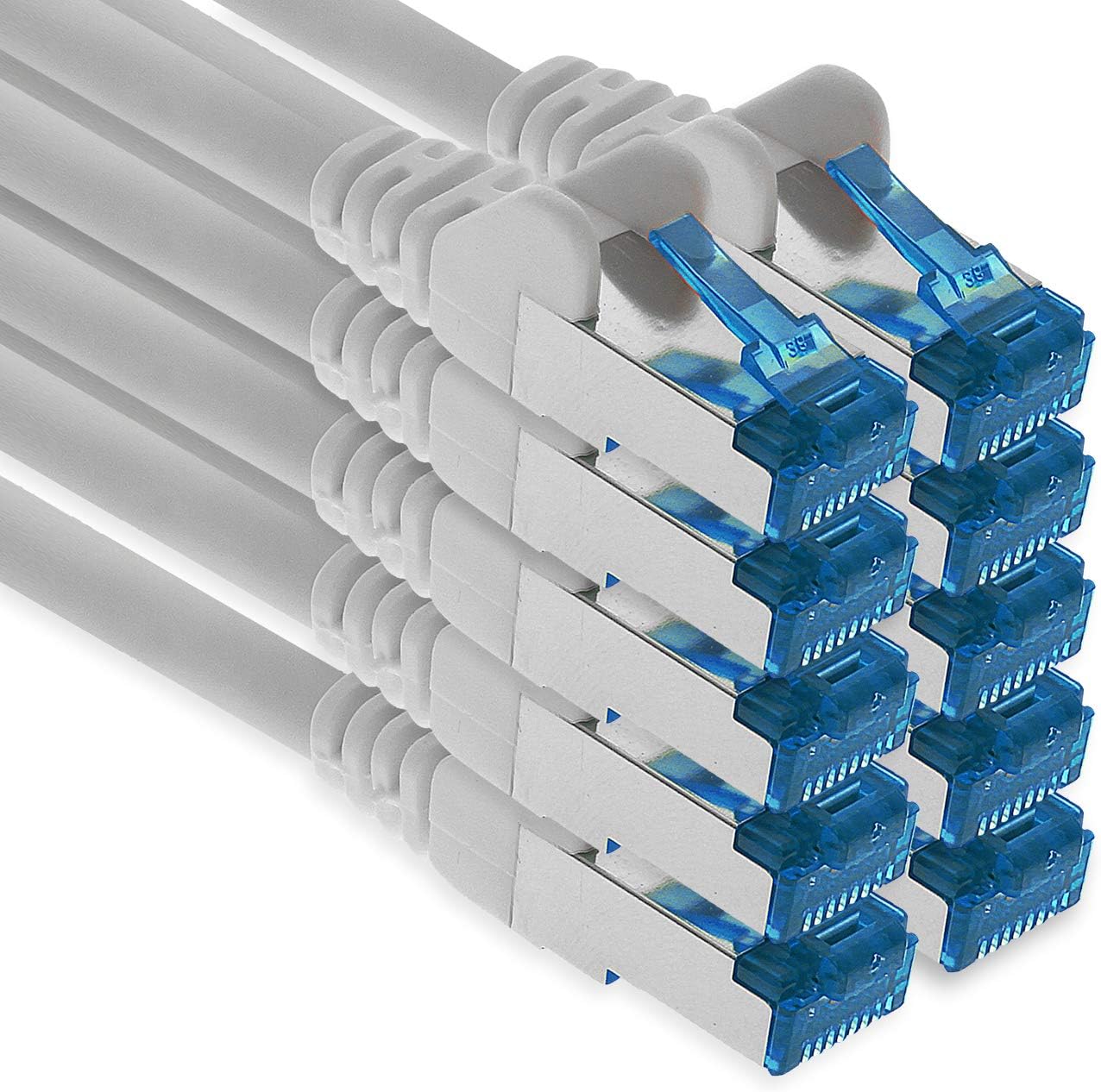 1aTTack.de Patch cables, 10x 1m Ethernet, network, LAN cable CAT6a (for gigabit networks routers, switches