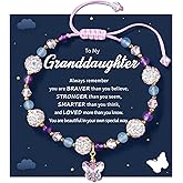 LAVEIR Butterfly Crystal Bracelet for Daughter Granddaughter Niece, Valentine's Day Birthday Graduation Back to School Christmas Gifts