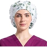 EQFPY Bouffant Caps Working Cap with Button and Sweatband, Adjustable Scrub Caps for Women Men Multi Color