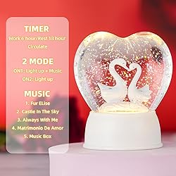 Light up Snow Globe with Music Valentine Hearts