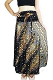 Banjamath Bohemian Maxi Skirt - Women's Long Gypsy Boho Hippie Style Rayon Skirt With Elastic Waist