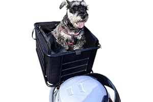 Dog Bike Basket for Rear Rack – Heavy-Duty Pet Bike Carrier with Liner, Safety Leash & Hardware – Bicycle/E-Bike/Moped Dog Se